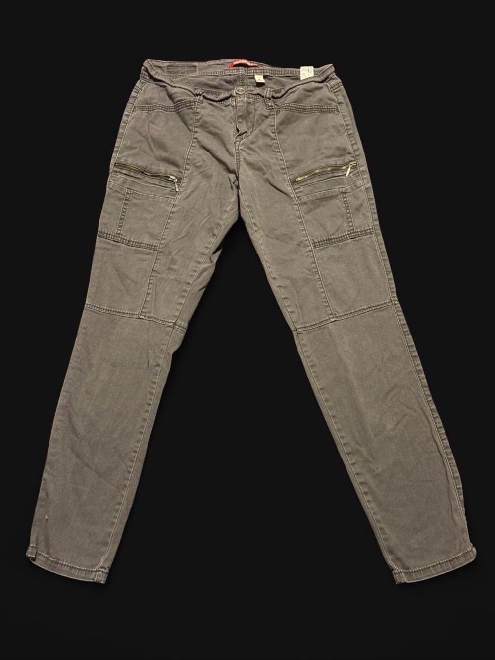 UNIONBAY Womens Gray Cargo Pants with Zip Pockets